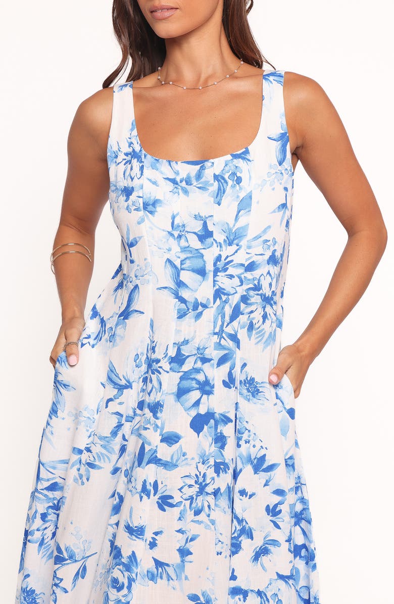 Petal & Pup Lowen Floral Princess Seam Maxi Dress, Alternate, color, Blue Floral