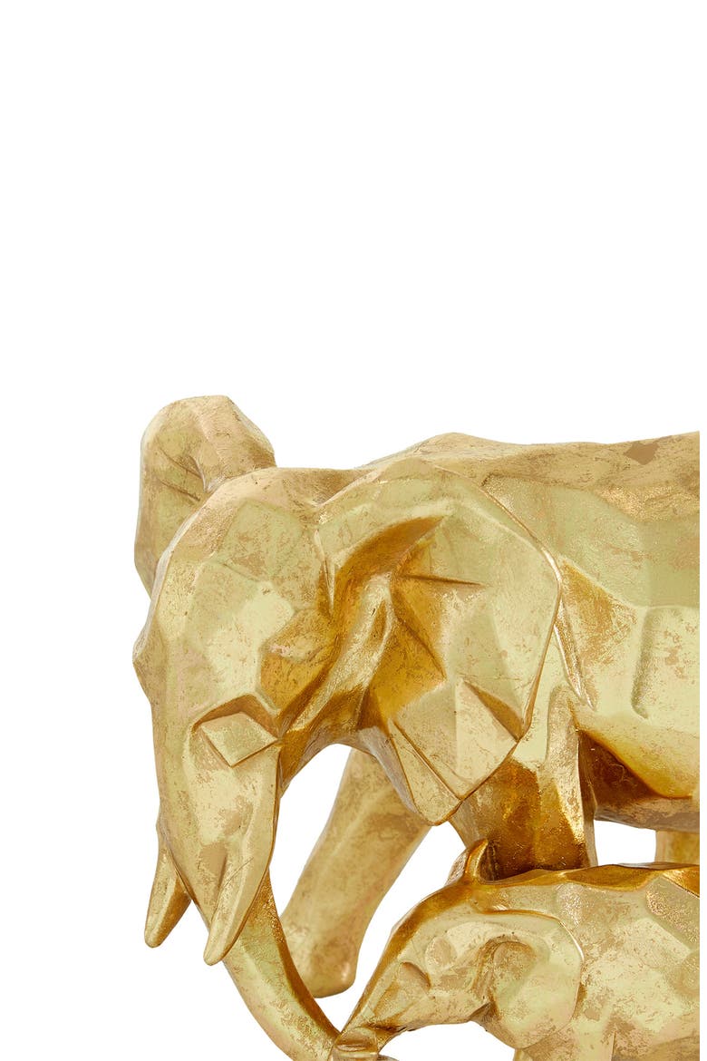 Goldtone Resin Modern Elephant Sculpture, Alternate, color, GOLD