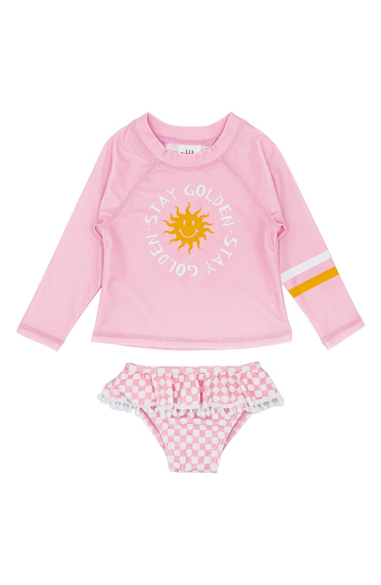 Feather 4 Arrow Fun in the Sun Long SleeveTwo-Piece Rashguard Swimsuit, Main, color, 