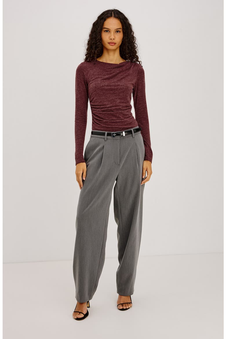 Issel Ruched Long Sleeve Top, Alternate, color, MERLOT