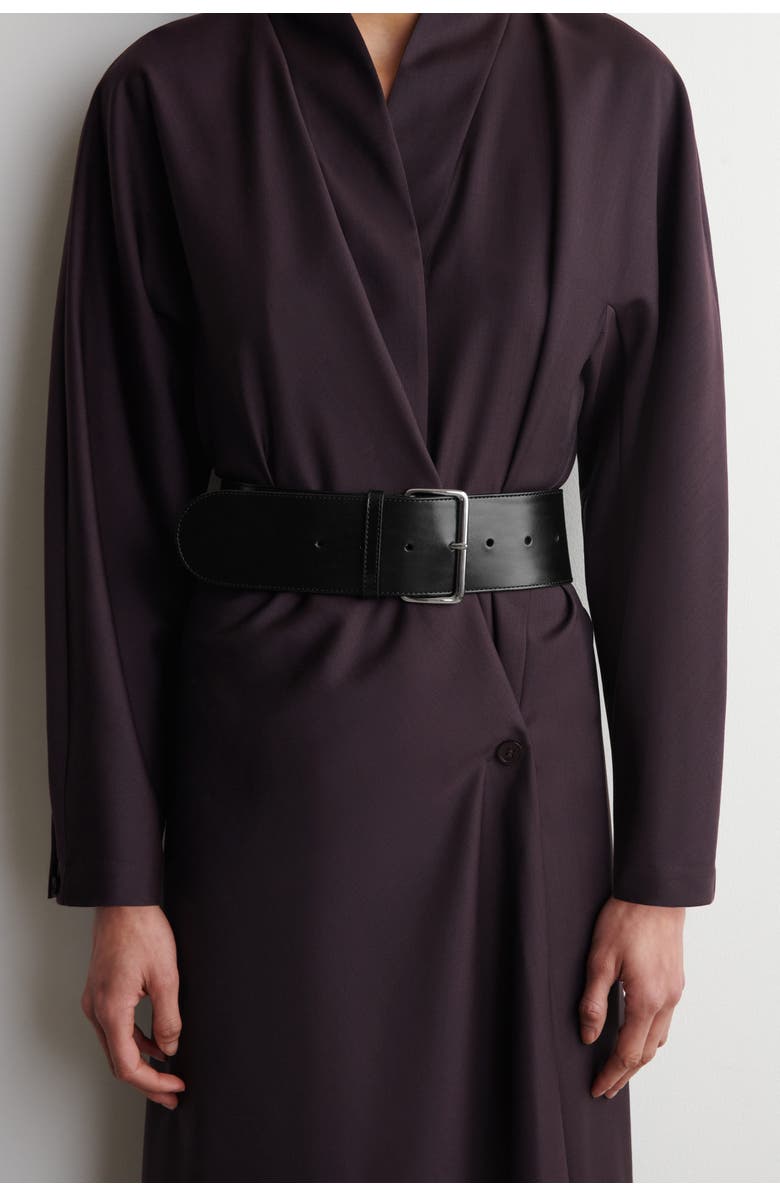 COS Wide Leather Belt, Main, color, Black