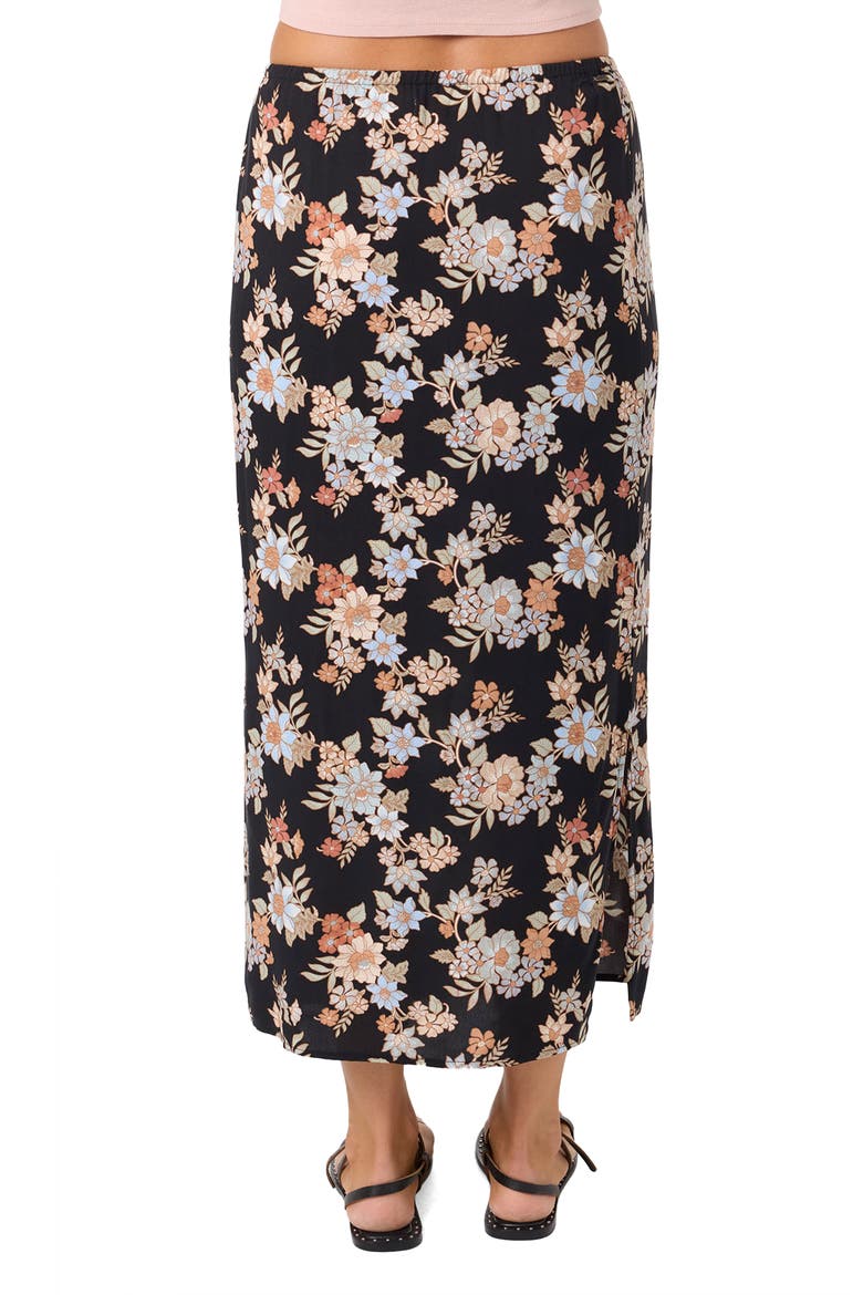Bellamy Bali Floral Midi Skirt, Alternate, color, BLACK