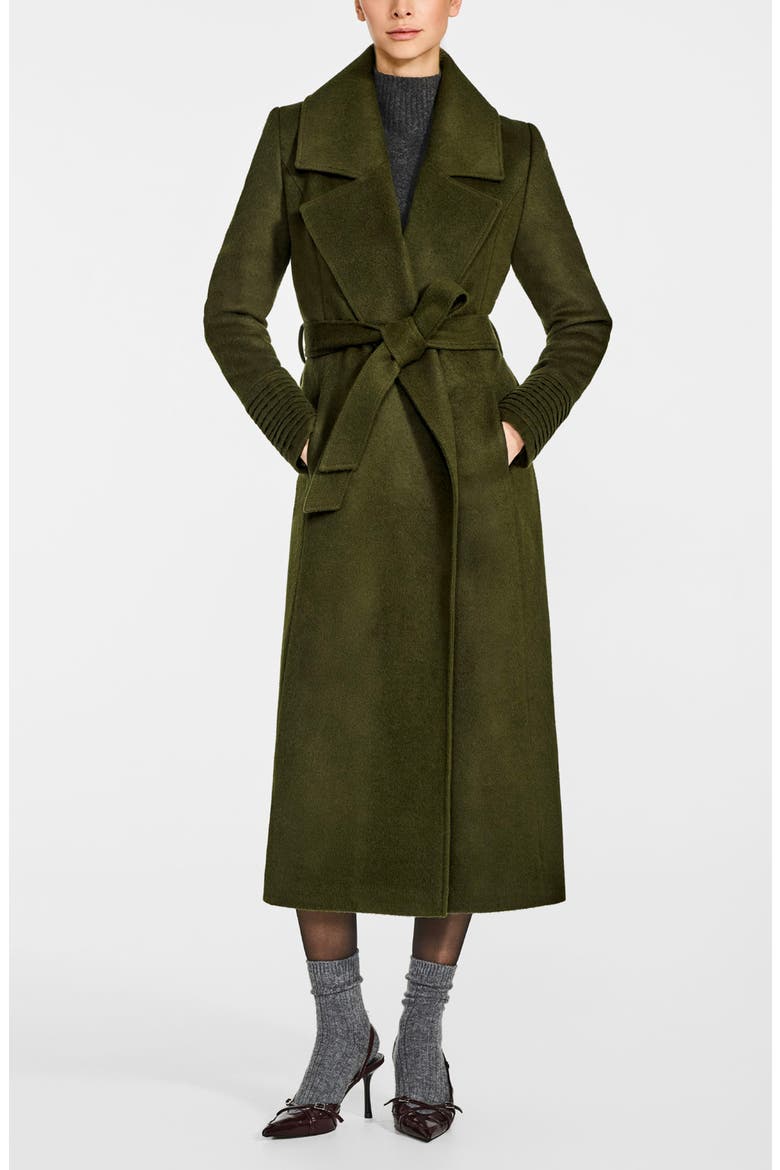 Belted Baby Alpaca & Wool Coat, Main, color, OLIVE