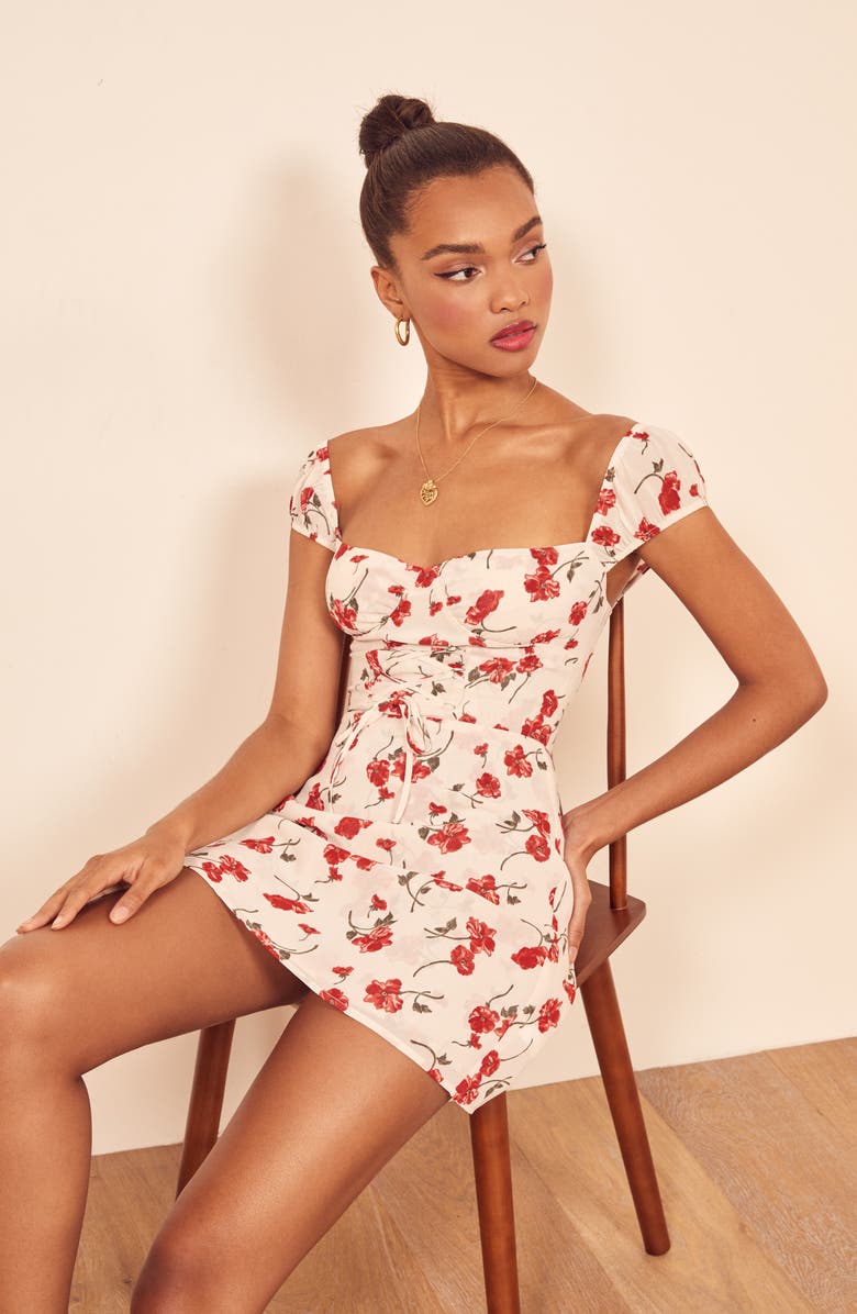 Reformation Jess Lace-Up Minidress, Alternate, color, 