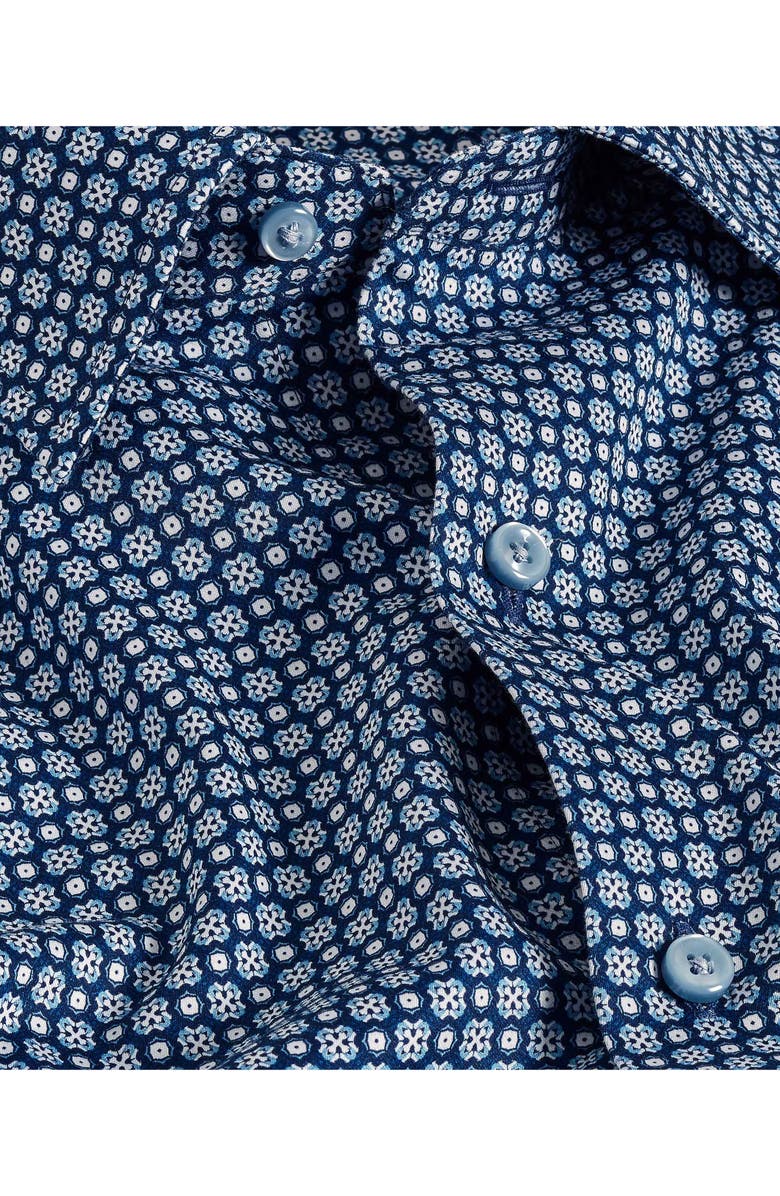 David Donahue Geometric Print Sport Shirt, Alternate, color, Navy