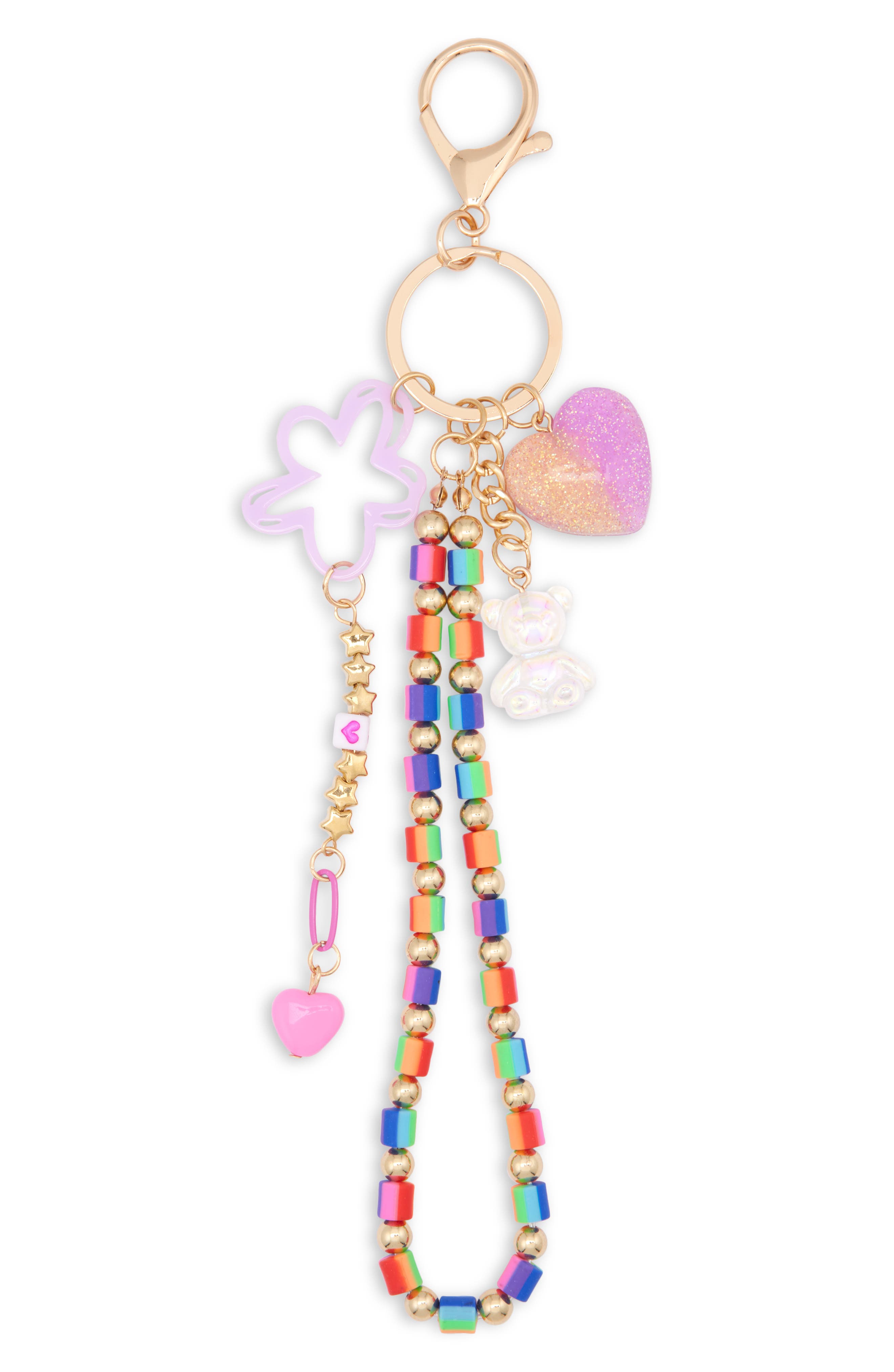 Ruby & Ry Beaded Bag Charm, Main, color, Pink/ Combo