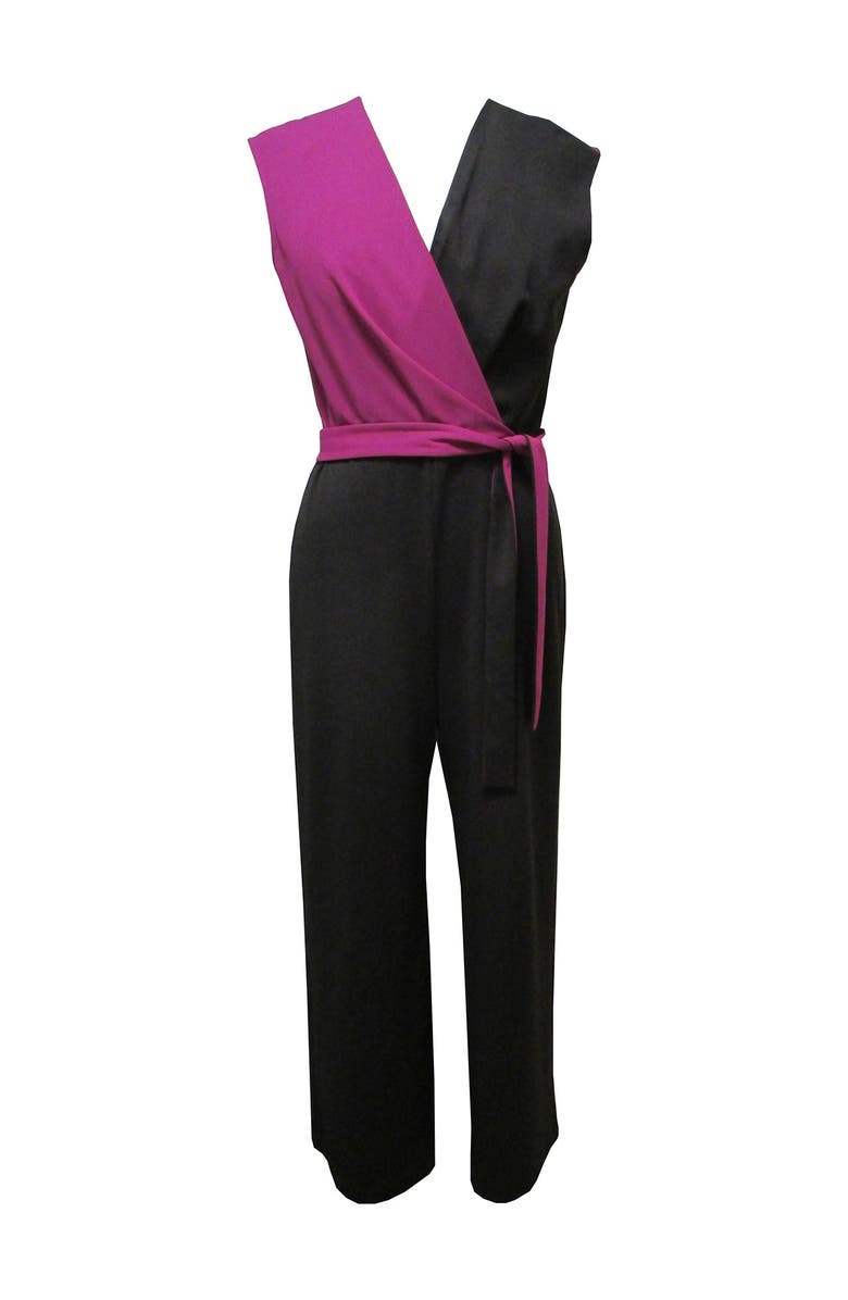 SANDRA DARREN Colorblock Scuba Jumpsuit, Main, color, 
