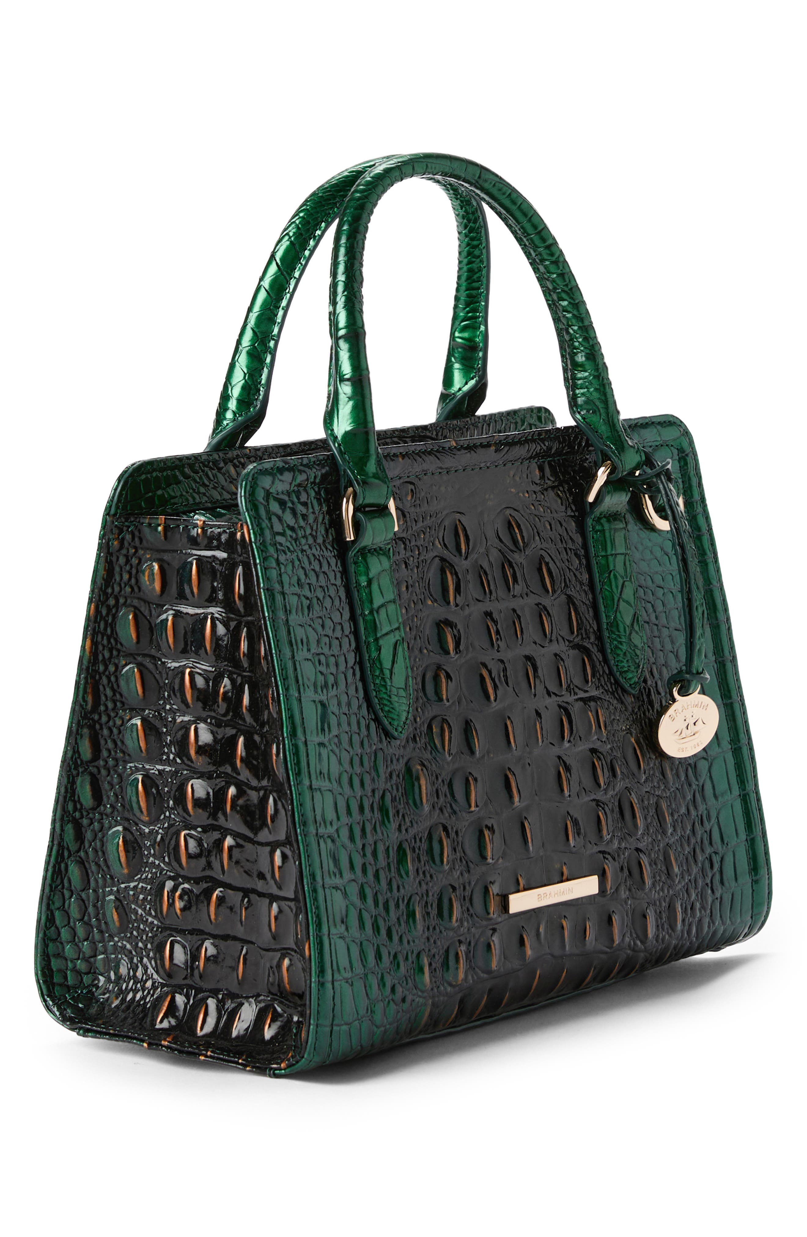 Brahmin Cami Croc Embossed Leather Satchel, Alternate, color, 