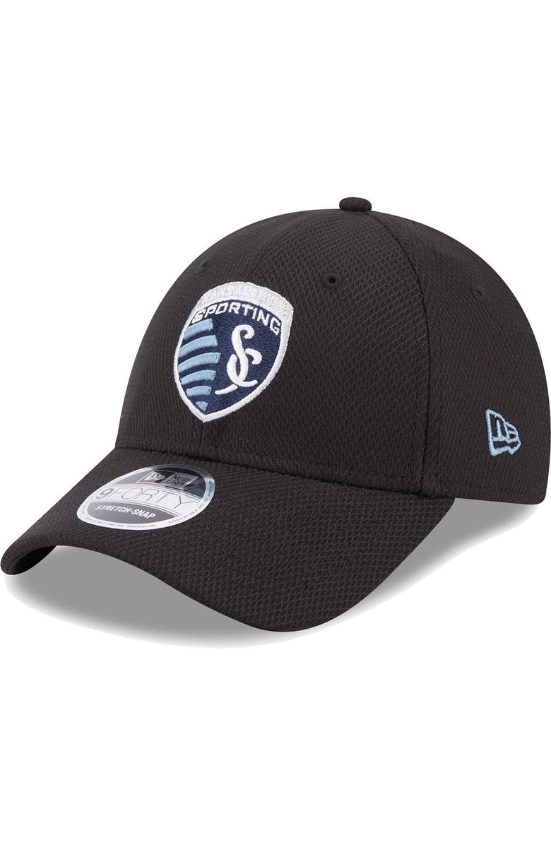 New Era Men's New Era Black Sporting Kansas City Basic 9FORTY Mesh Snapback Hat, Main, color, 