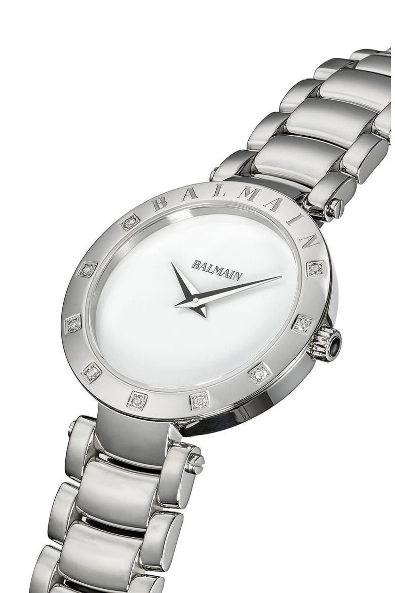Bijou Diamond Bracelet Watch, 33mm, Alternate, color, SILVER/WHITE