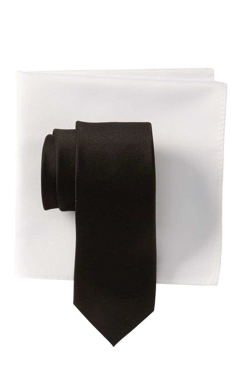 14th & Union Silk Solid Satin Tie & Pocket Square Set, Main, color, 