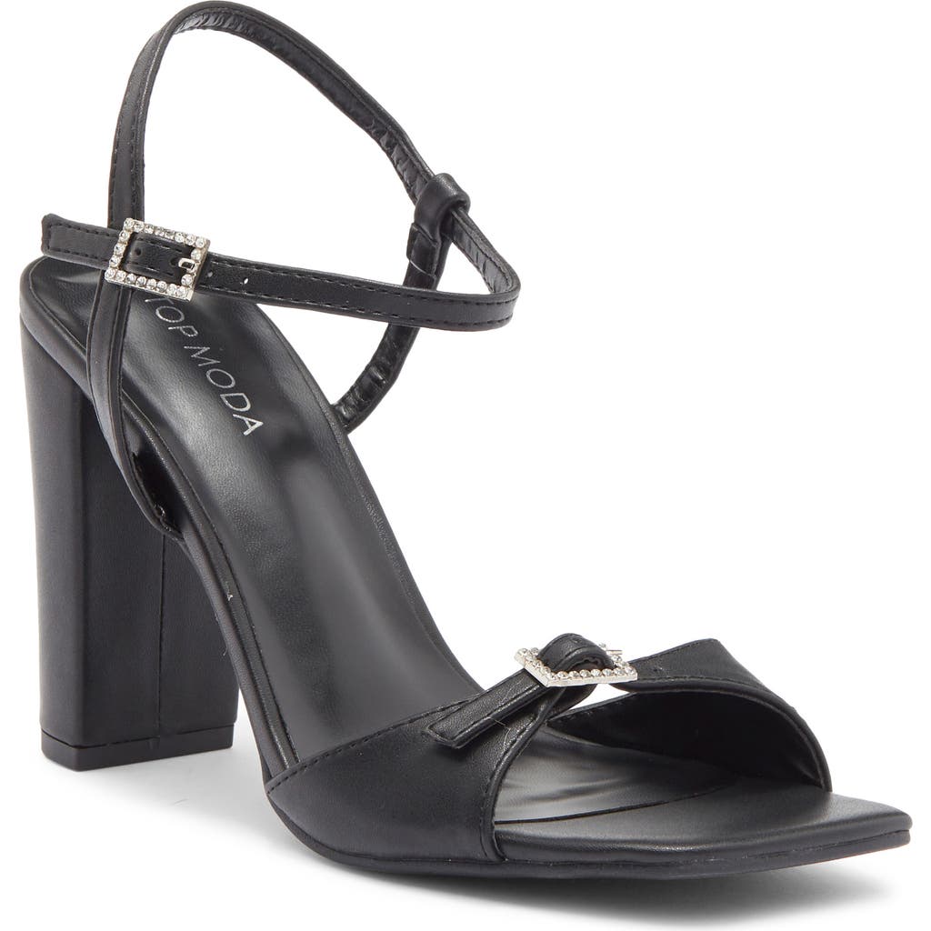 Top Guy Shoes Celeste Block Heel Sandal In Black Pu