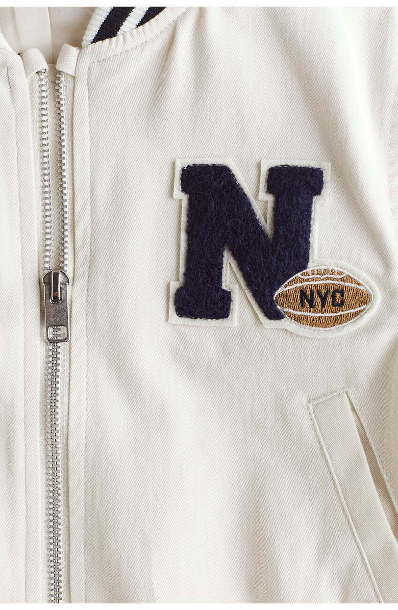 H&M Cotton Baseball Jacket, Alternate, color, Cream/New York City
