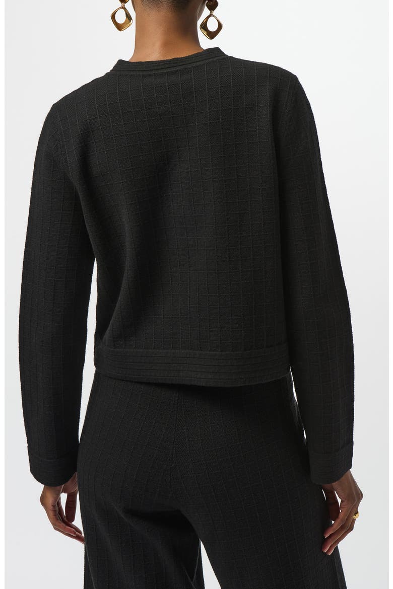 Crewneck Button Front Knit Jacket, Alternate, color, BLACK