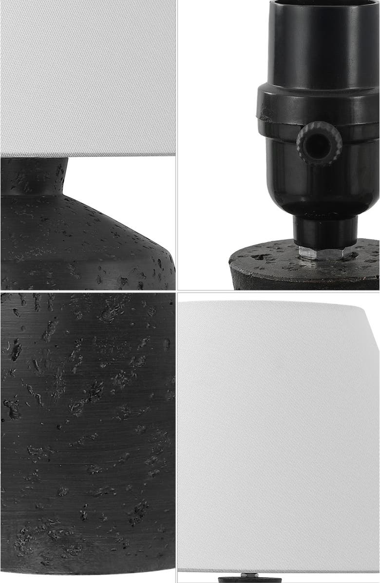 JONATHAN Y Myron 18" Minimalist Scandinavian Concrete Effect Resin/Iron LED Table Lamp, Alternate, color, Black