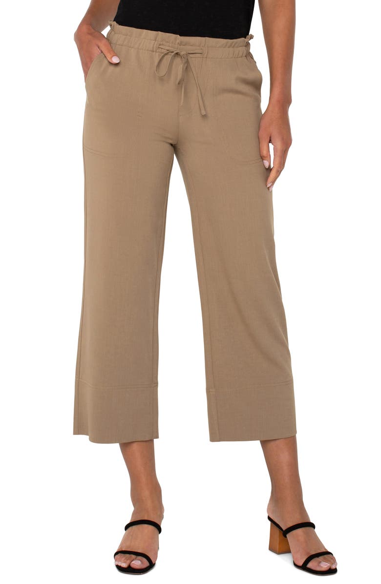 Liverpool Los Angeles Tie Waist Ankle Wide Leg Pants, Alternate, color, Palo Santo
