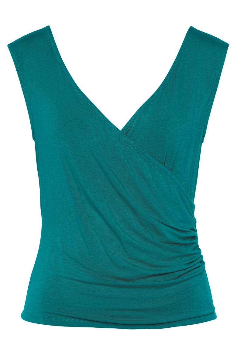 Wrap Look Sleeveless Top, Alternate, color, Teal