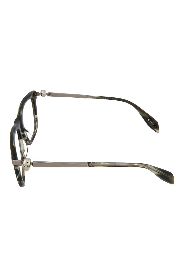Alexander McQueen 51mm Square Optical Frames, Alternate, color, SHINY GREY STRIPED HAVANA/ TRN