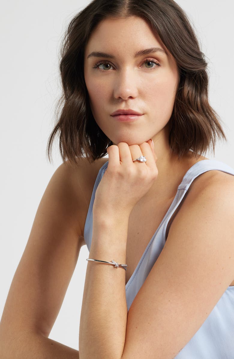 Nordstrom Cushion Cut Cubic Zirconia 3-Stone Ring, Alternate, color, Clear- Platinum Plated