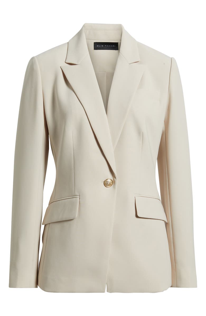 Elie Tahari The Ashton Ruched Back One-Button Blazer, Alternate, color, Gold Straw