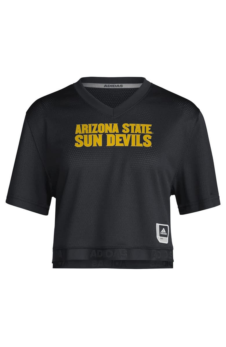 adidas Women's adidas Black Arizona State Sun Devils Primegreen V-Neck Cropped Jersey, Alternate, color, Black
