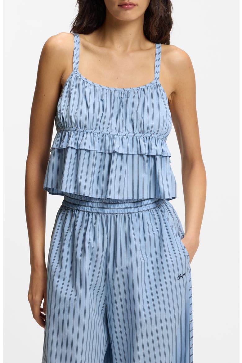 Crop Ruffle Cami, Main, color, BLUE STRIPE