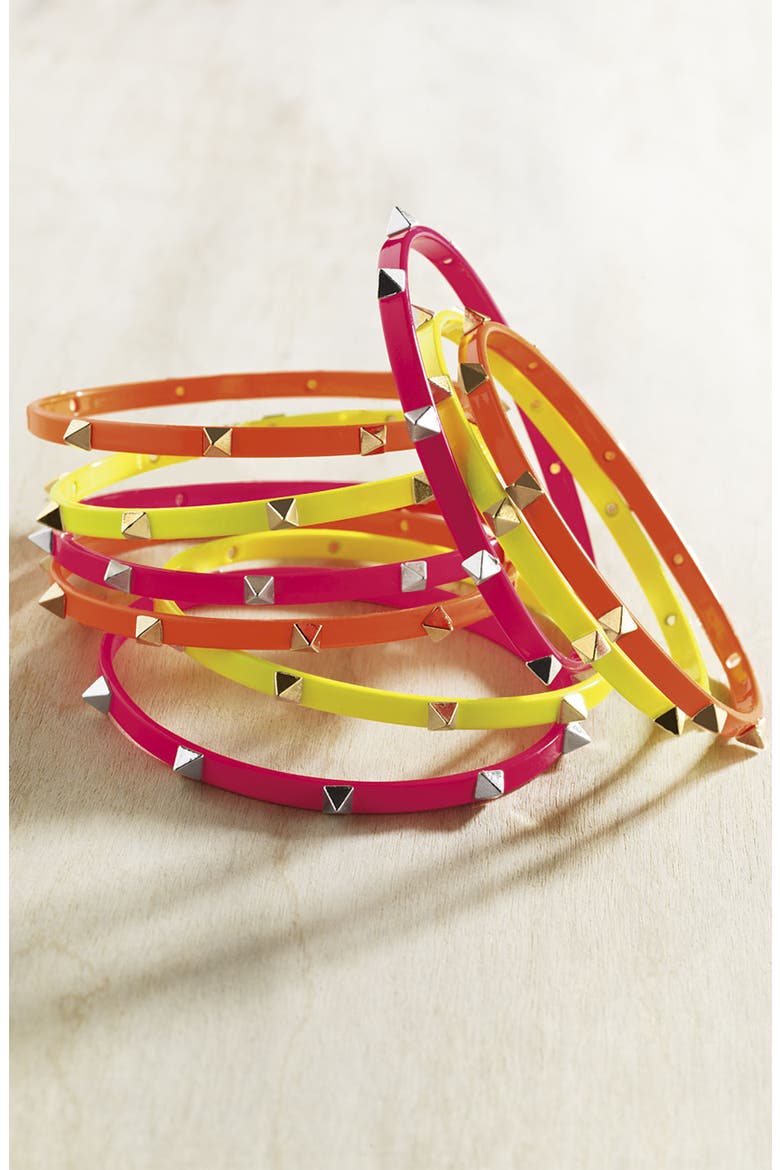 Studded Bangles, Alternate, color, SILVER/ BLACK