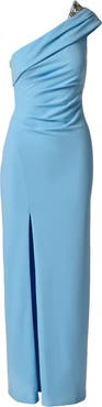 Adrianna Papell One-Shoulder Crepe Gown