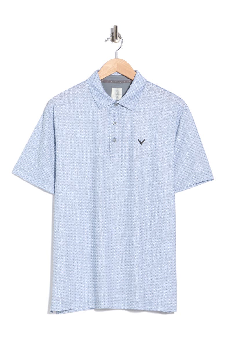 Chevron Foulard Print Short Sleeve Polo, Alternate, color, FLINT STONE