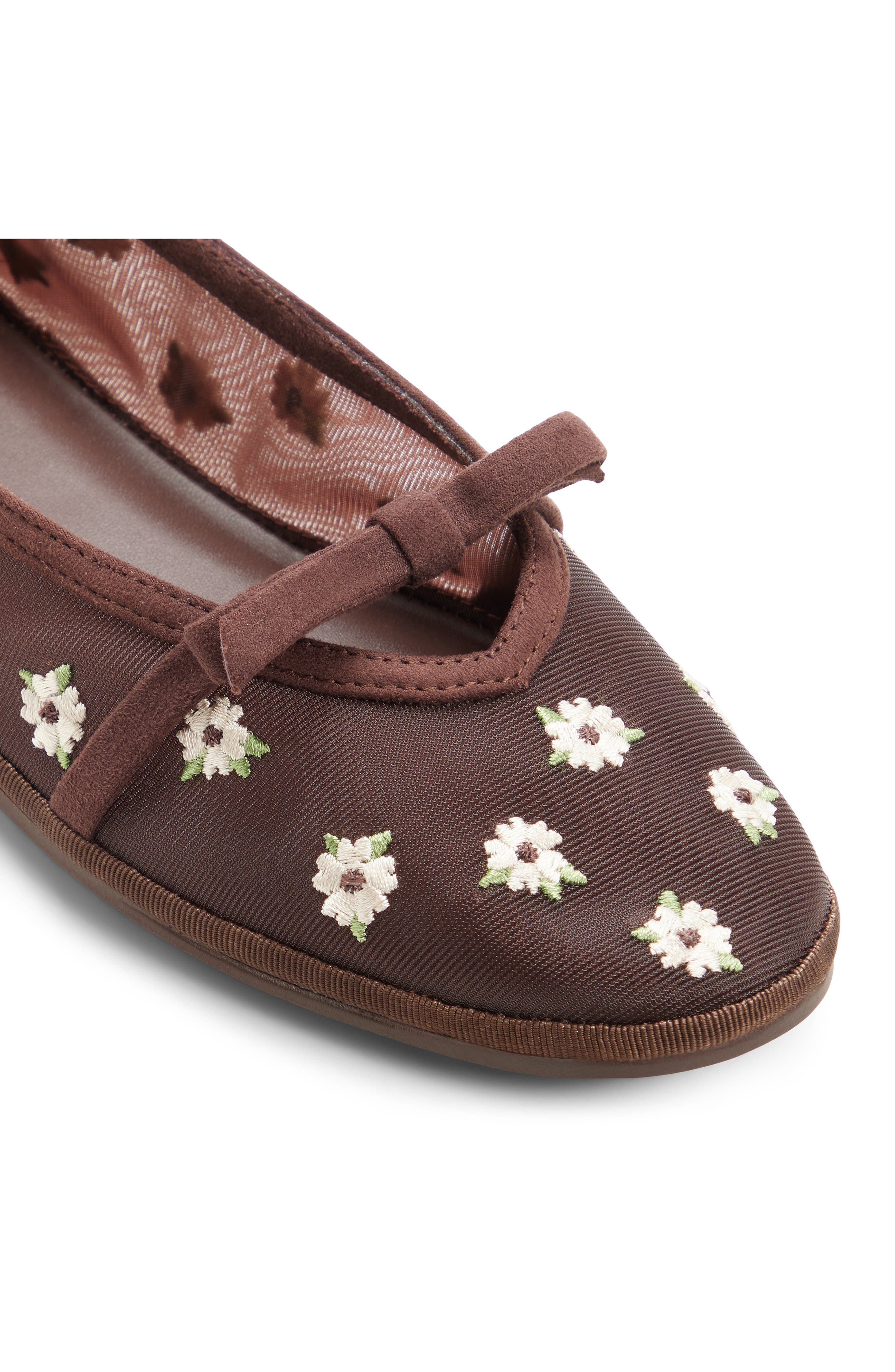 Aurabella Ballet Flat, Alternate, color, BROWN/ FLOWER