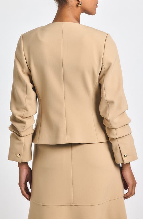 Derek Lam 10 Crosby Novessa Ruched Sleeve Jacket In Brown