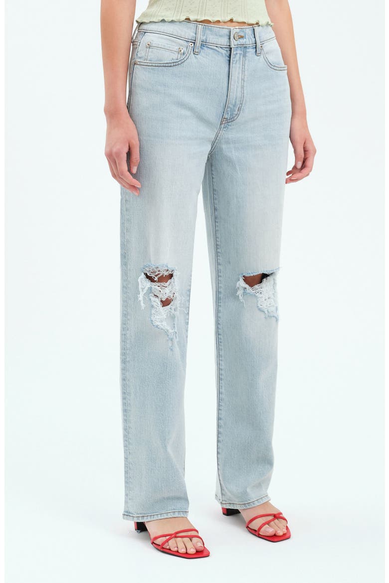 1999 Ripped High Waist Straight Leg Jeans, Alternate, color, BULLS EYE DISTRESSED