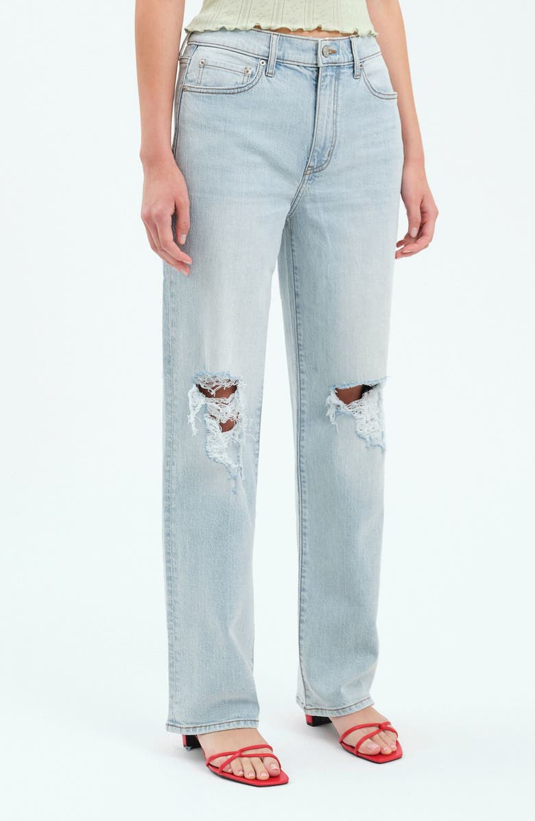 DAZE 1999 Ripped High Waist Straight Leg Jeans, Alternate, color, Bulls Eye Distressed
