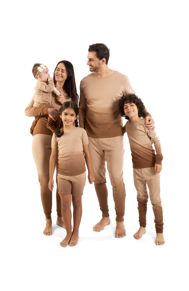 Leveret Footed Tie Dye Cotton Matching Family Pajamas, Alternate, color, Tie Dye Beige