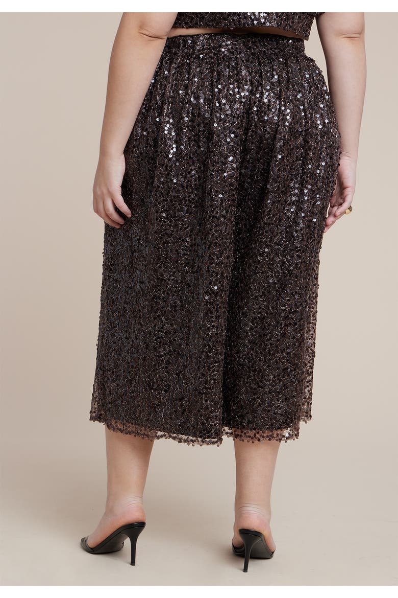 Sequin Pull On Wide Leg Culotte, Alternate, color, DARK BROWN