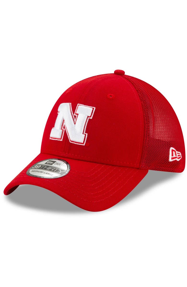New Era Men's New Era Scarlet Nebraska Huskers Team Mesh 39THIRTY Flex Hat, Main, color,