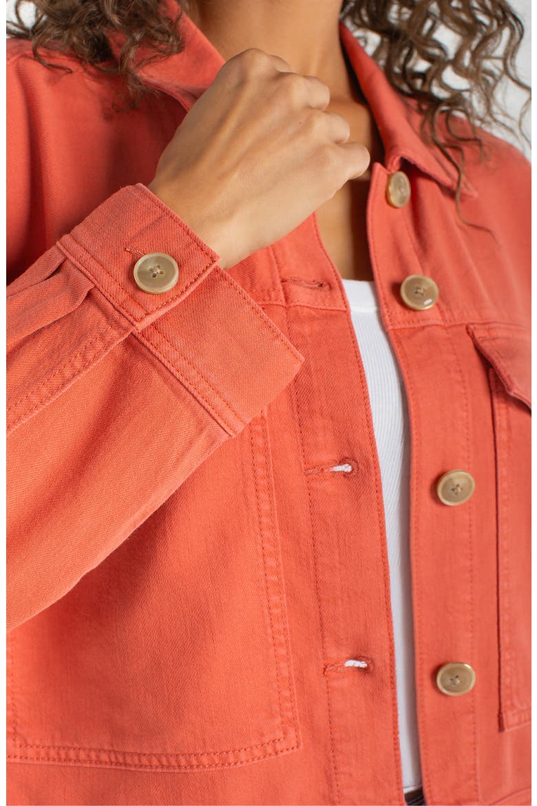 Cropped Oversize Denim Jacket, Alternate, color, RED CLAY