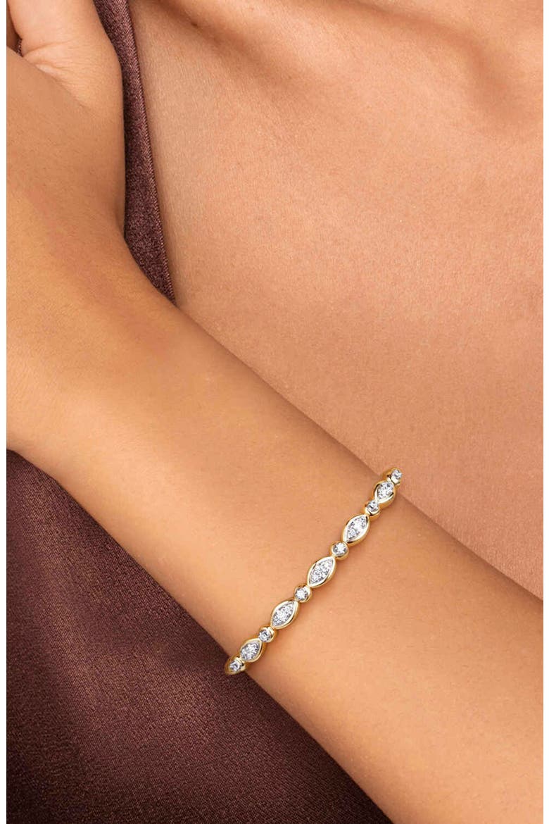 Bujukan Diamond Bezel Beaded Cuff Bracelet, Alternate, color, 14K YELLOW/ WHITE GOLD