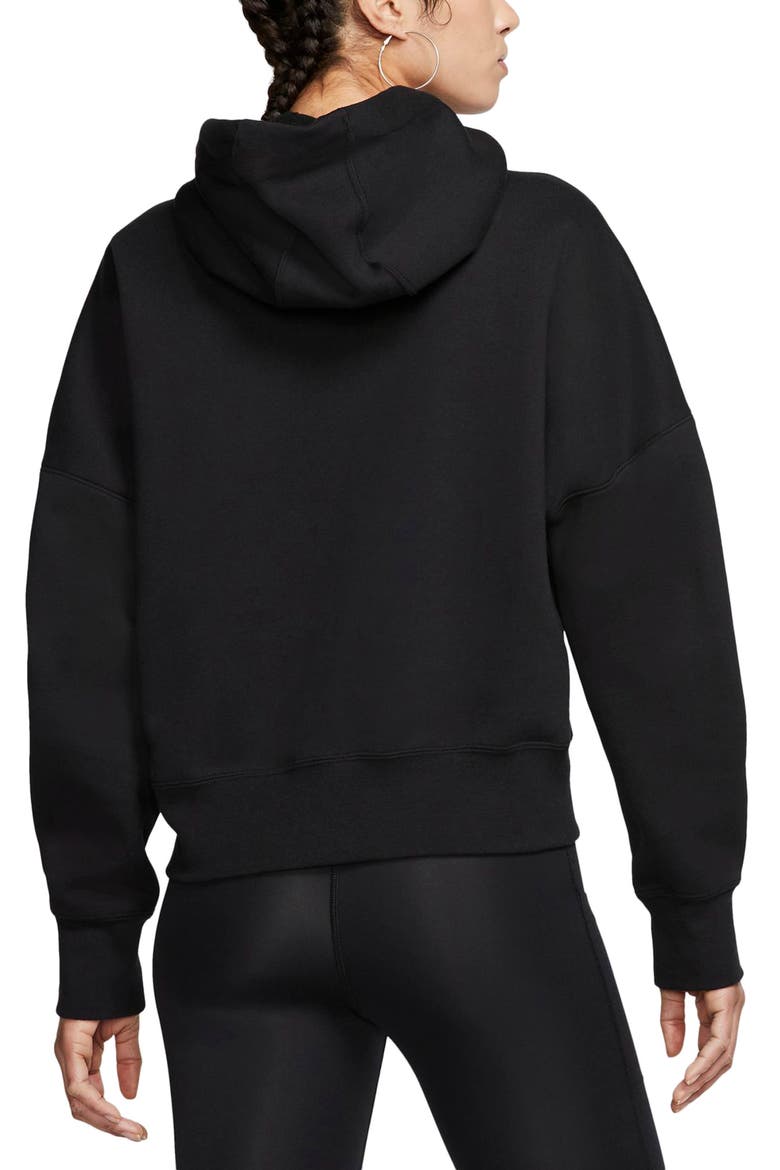 Nike Jordan Fleece Crop Hoodie, Alternate, color, BLACK/ BLACK/ WHITE