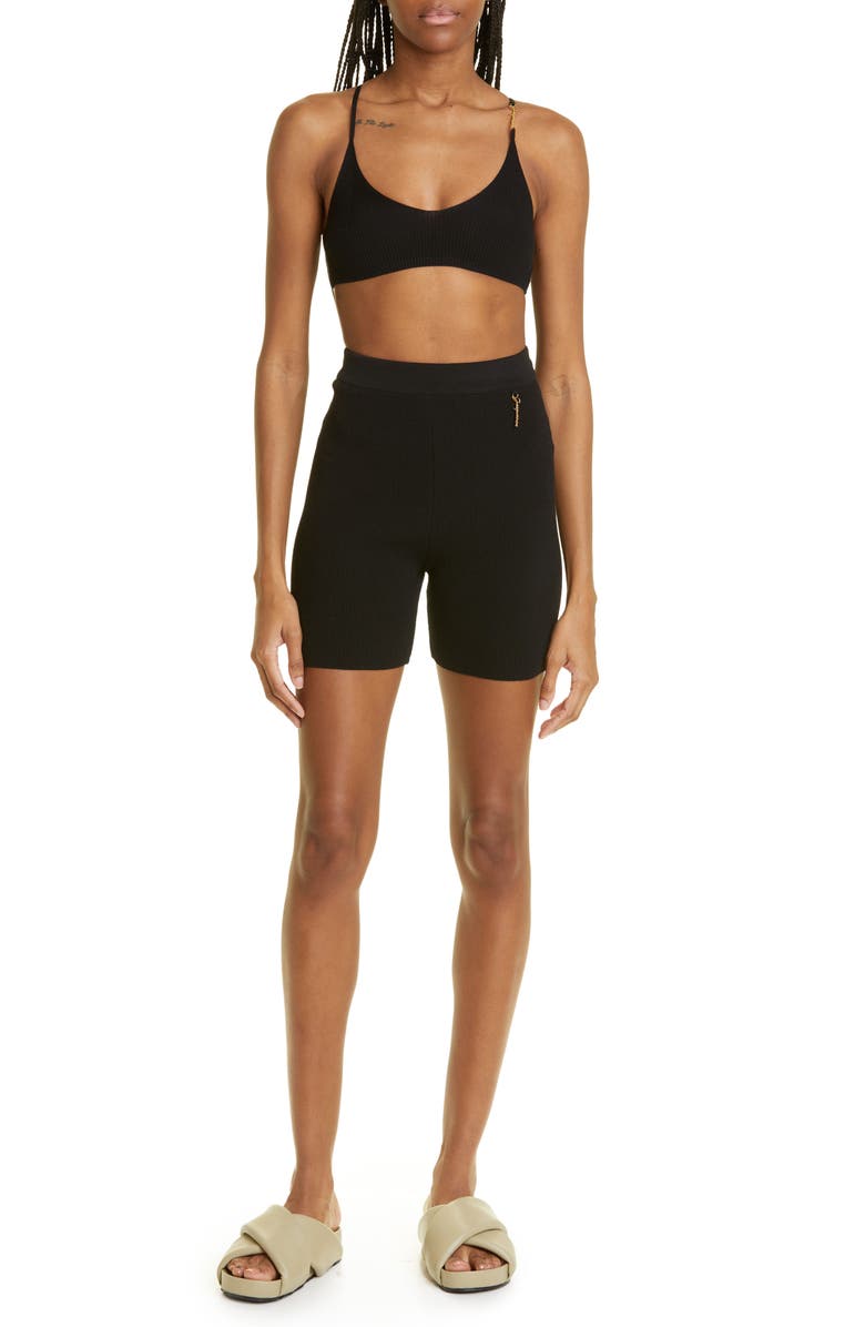 Jacquemus Scoop Neck Rib Bra Top, Alternate, color,