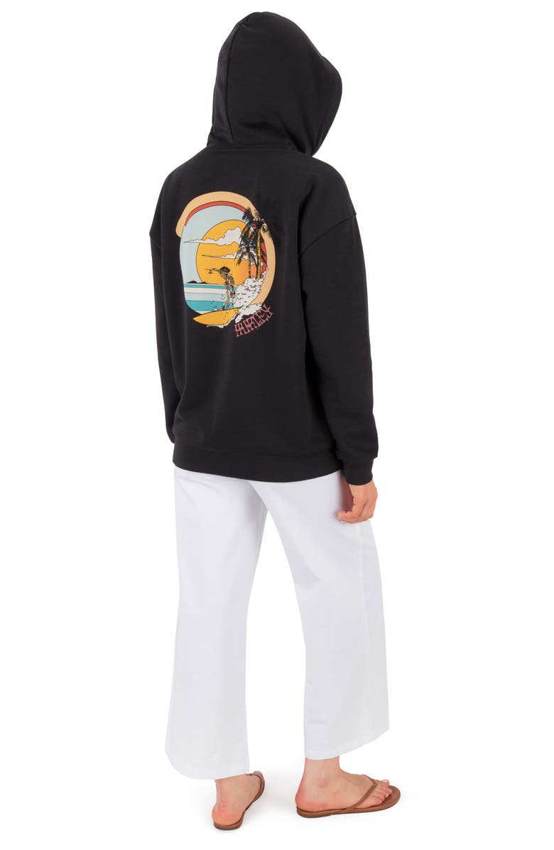 Hurley Forever Oversize Graphic Hoodie, Alternate, color, Off Black