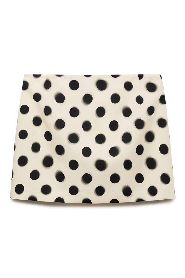 Mansur Polka Dot Satin Miniskirt, Main, color, ECRU