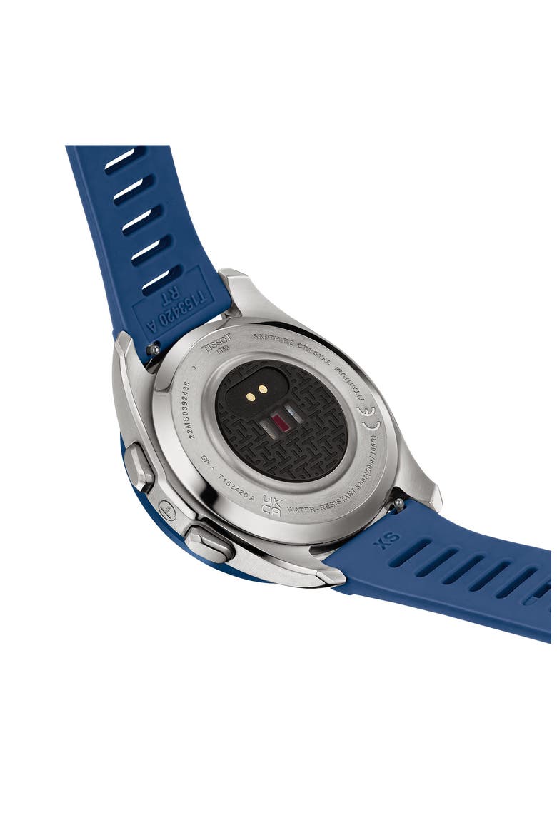 T-Touch Connect Sport Solar Smart Silicone Strap Watch, 43.75mm, Alternate, color, BLUE