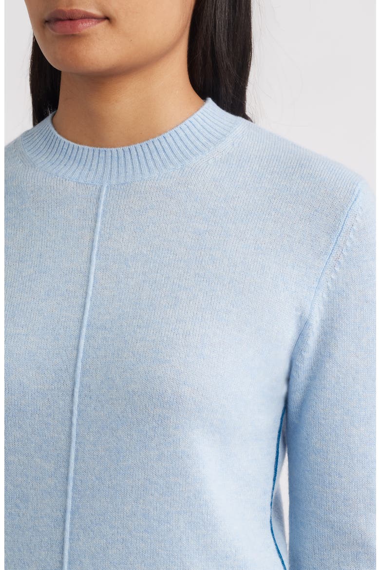 Contrast Trim Wool & Cashmere Crewneck Sweater, Alternate, color, LIGHT BLUE