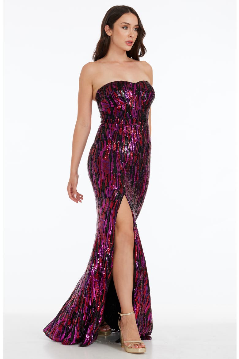 Nikita Sequin Strapless Gown, Alternate, color, FUCHSIA MULTI