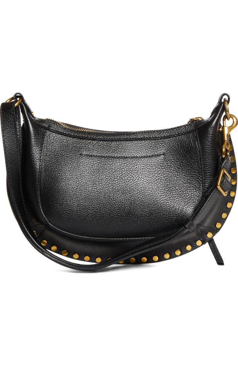 Isabel Marant Oskan Moon Leather Shoulder Bag, Alternate, color, Black
