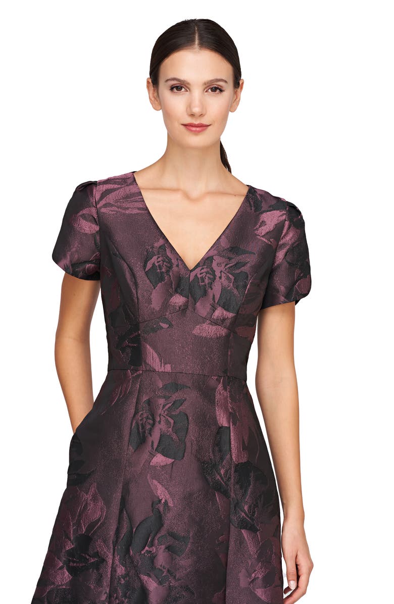 Kay Unger Rowena Metallic Jacquard Ballgown, Alternate, color, Mink Rose