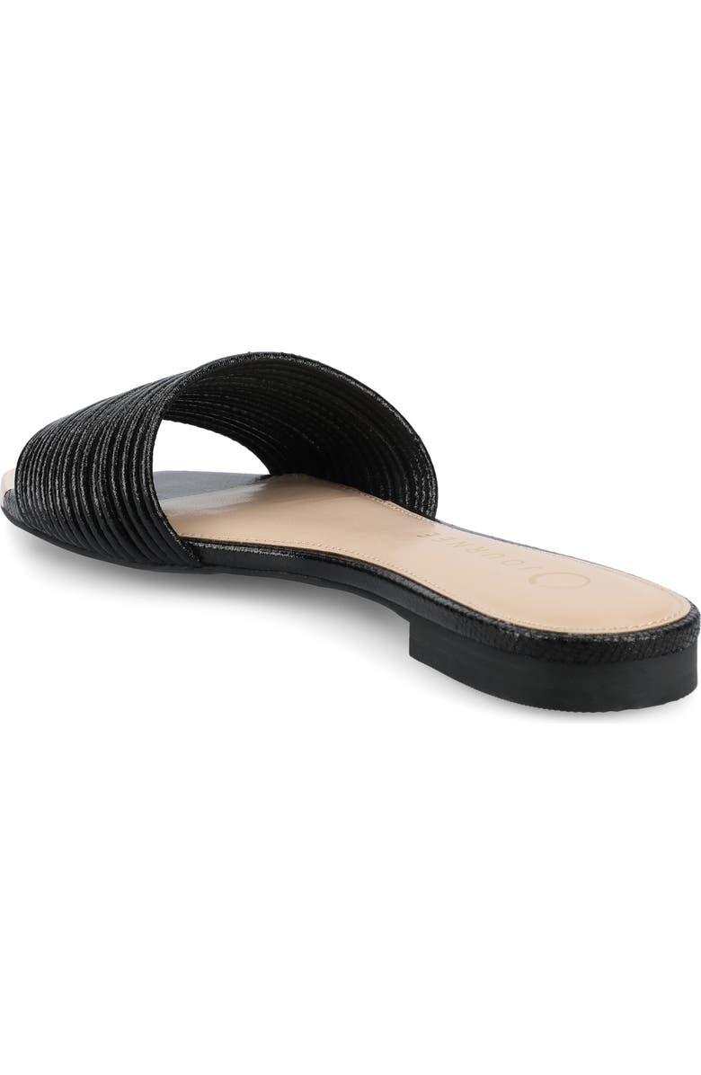 Journee Collection Feather Faux Leather Slide Sandal, Alternate, color, Black