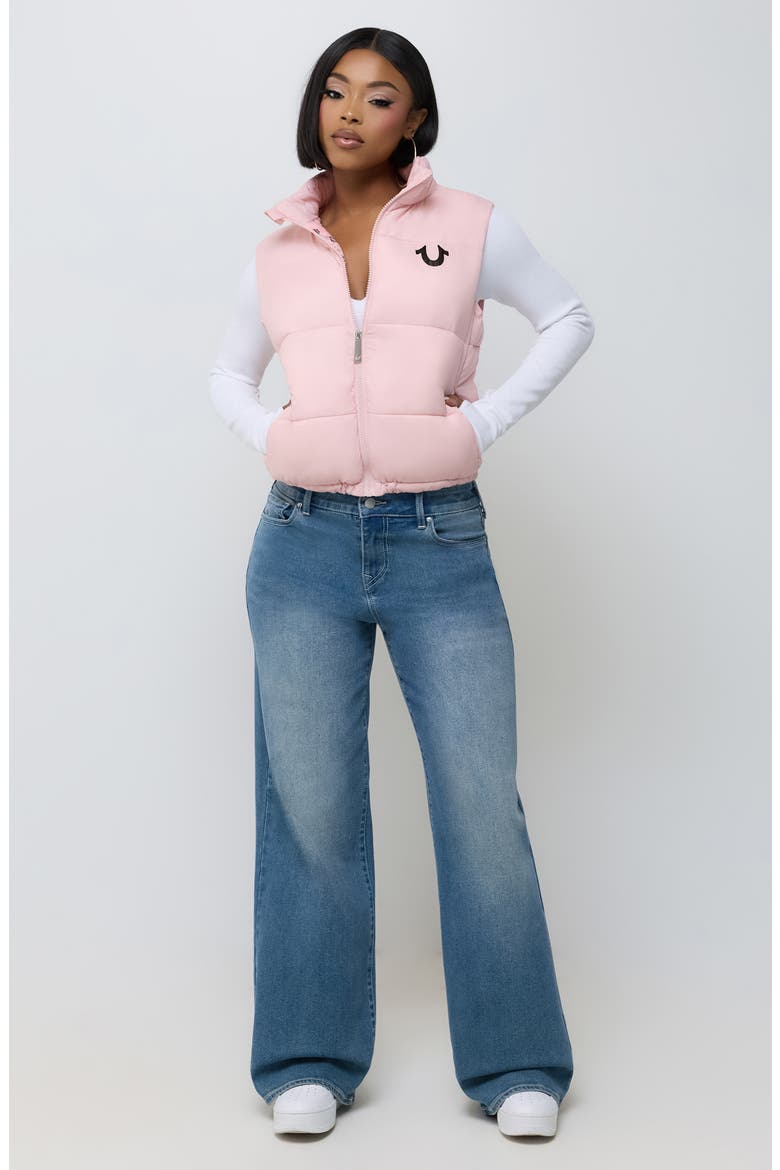 Logo Cropped Puffer Vest, Alternate, color, DULL PINK