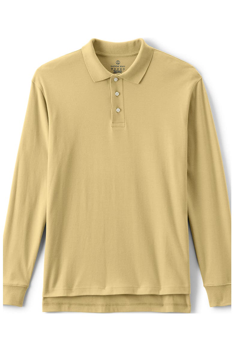 School Uniform  Long Sleeve Interlock Polo Shirt, Alternate, color, Maize